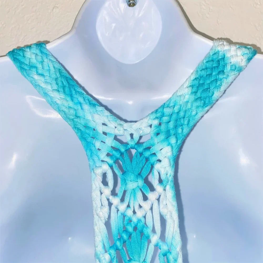 Venus Women's Bodycon Ruched Macrame Back Sleeveless Dress Blue Size S - Picture 9 of 16